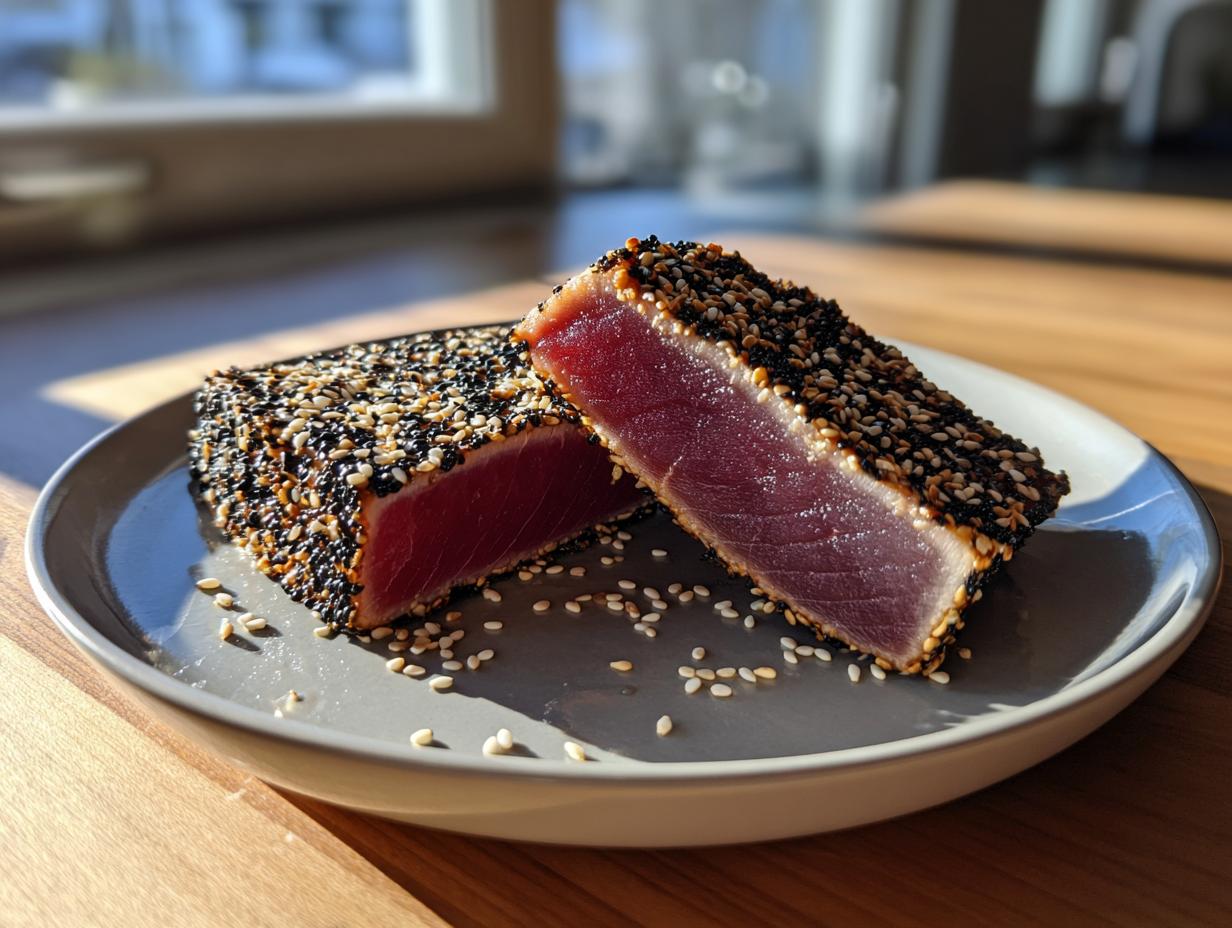 pan seared tuna steak - Featured
